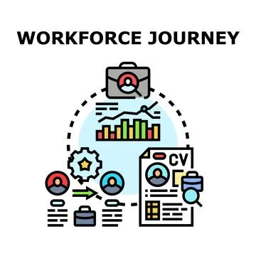 Workforce journey, career path and professional development concept Stock Illustration