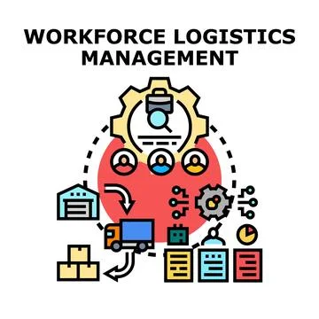 Workforce logistics management organizing business operations Stock Illustration