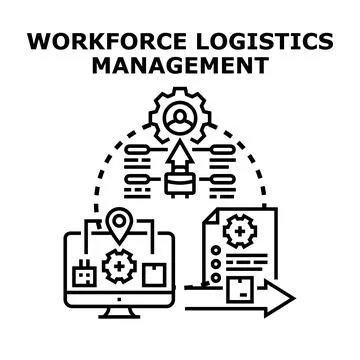 Workforce logistics management planning process illustration Stock Illustration