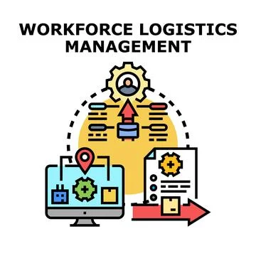 Workforce logistics management planning process illustration Stock Illustration