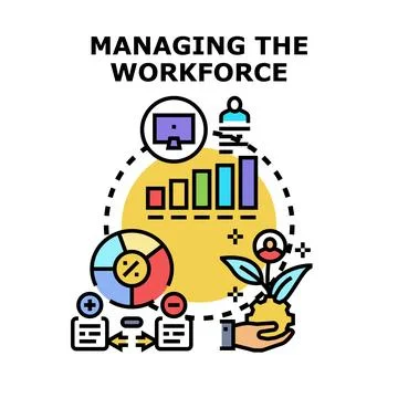 Workforce management optimizing business operations and talent development Stock Illustration
