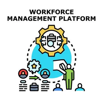 Workforce management platform developing human resources strategy Illustrazione stock