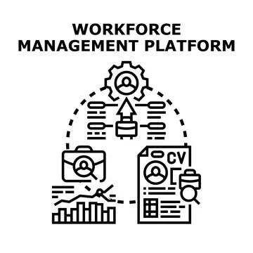 Workforce management platform developing human resources strategy 库存插图