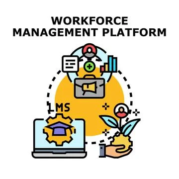 Workforce management platform developing human resources and talent Stock Illustration