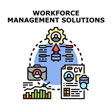 Workforce management solutions optimizing human resources and recruitment Illustrazione stock
