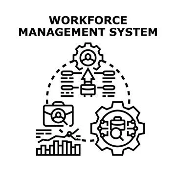 Workforce management system with data analytics and human resources Stock Illustration