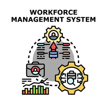 Workforce management system with data analytics and human resources Stock Illustration