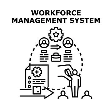Workforce management system optimizing human resources task scheduling Stock Illustration