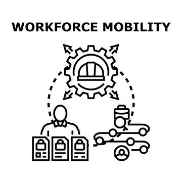Workforce mobility concept developing adaptable labor force Stock Illustration