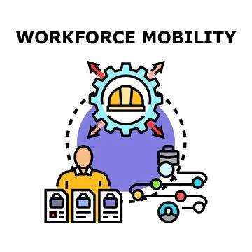 Workforce mobility concept developing adaptable labor force Stock Illustration