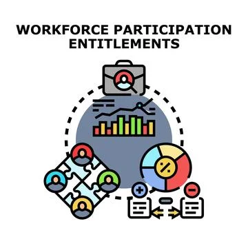Workforce participation entitlements concept illustration Stock Illustration