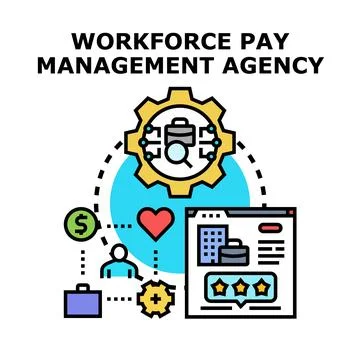 Workforce pay management agency providing employee compensation strategy Stock Illustration