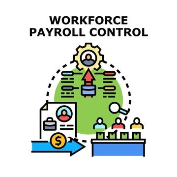 Workforce payroll control implementing financial management process Stock Illustration