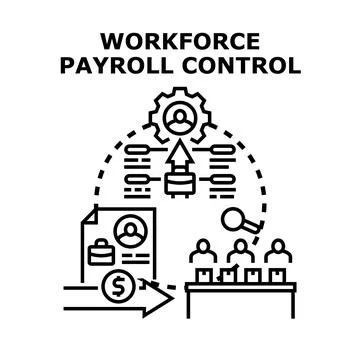Workforce payroll control implementing financial management process Stock Illustration