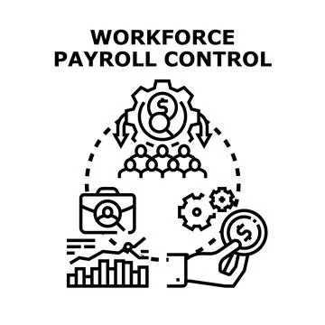 Workforce payroll control implementing new management system Stockillustratie