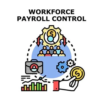 Workforce payroll control implementing new management system Stock Illustration