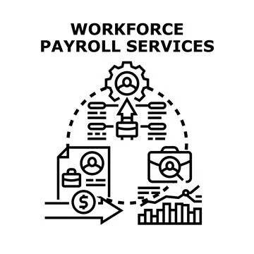 Workforce payroll services business workflow flat illustration Stock Illustration