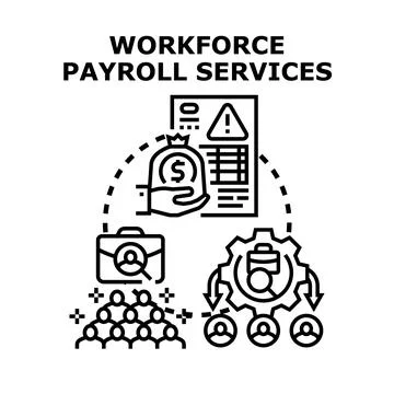 Workforce payroll services managing employee compensation process Stock Illustration
