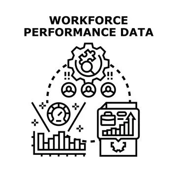 Workforce performance data analysis and human resources management Stock Illustration