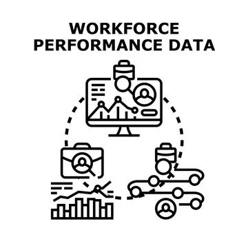 Workforce performance data analysis for business management Illustrazione stock