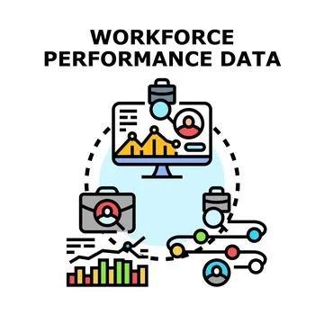 Workforce performance data analysis for business management Stock Illustration