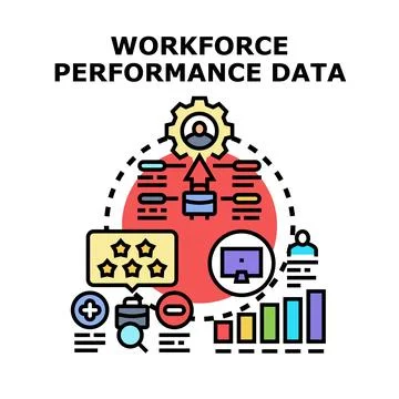 Workforce performance data analyzing and measuring concept Stock Illustration
