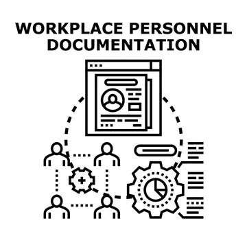 Workforce personnel documentation managing business information system Stock Illustration