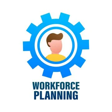 Workforce planning in abstract style. Process chart. 3d icon with workforce Illustrazione stock