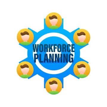 Workforce planning in abstract style. Process chart. 3d icon with workforce 스톡 일러스트
