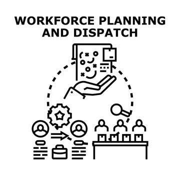 Workforce planning and dispatch for business operations management Stock Illustration