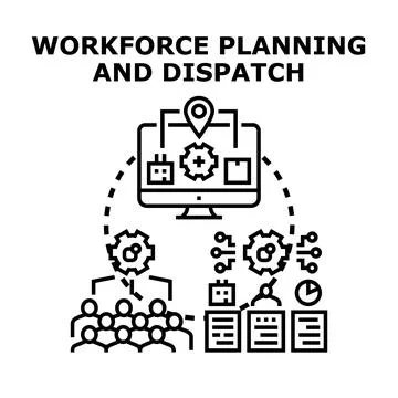 Workforce planning and dispatch management system concept Stock Illustration