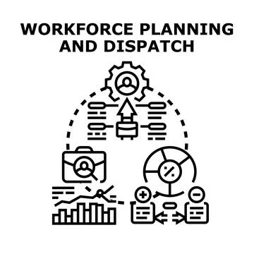 Workforce planning and dispatching business strategy developing Stock Illustration