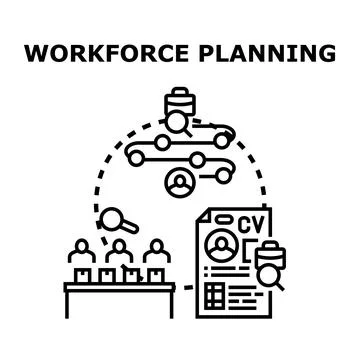 Workforce planning concept with recruiting and hiring process Stock Illustration