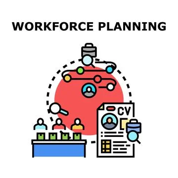 Workforce planning concept with recruiting and hiring process Stock Illustration