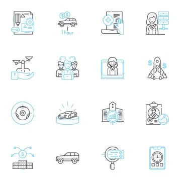 Workforce planning linear icons set. Strategy, Forecasting, Recruitment Stockillustratie