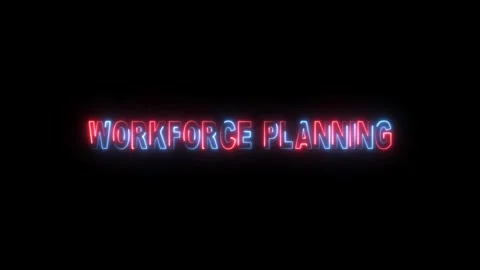 Workforce planning neon sign on black background human resources management.. 動画素材 331566121