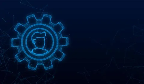 Workforce planning in plexus style. Process chart. 3d icon with workforce Stock-Illustration