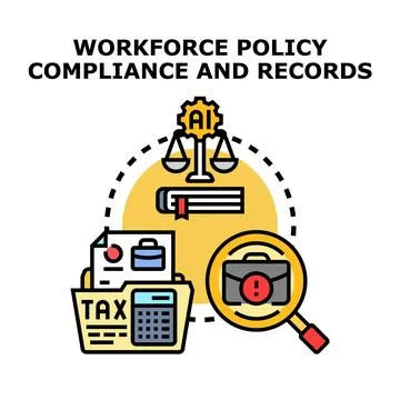 Workforce policy compliance records and legal regulations Stock Illustration