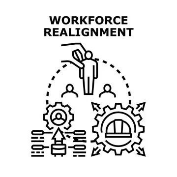 Workforce realignment managing people and optimizing resources Stock Illustration
