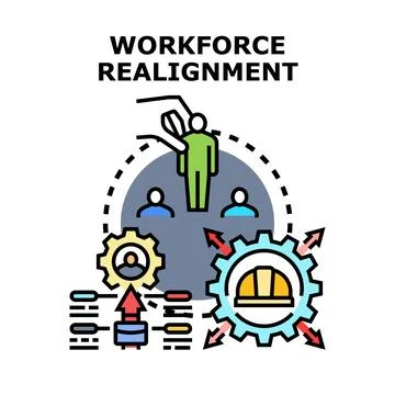 Workforce realignment managing people and optimizing resources Stock Illustration