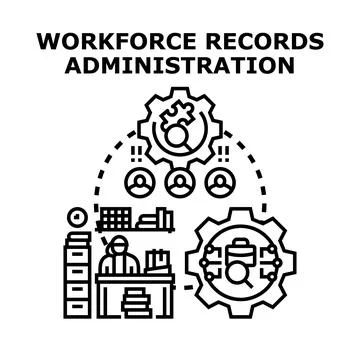 Workforce records administration managing employee data Stock Illustration
