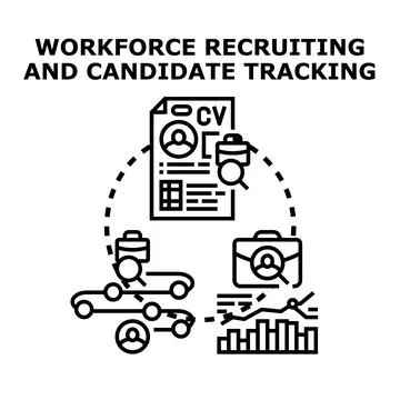Workforce recruiting candidate tracking and human resources management 库存插图