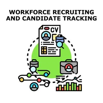 Workforce recruiting candidate tracking and human resources management Stock Illustration