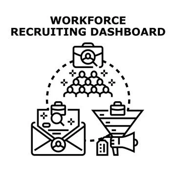 Workforce recruiting dashboard attracting job applicants Stock Illustration
