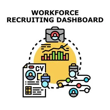 Workforce recruiting dashboard displaying hiring process data Stock Illustration