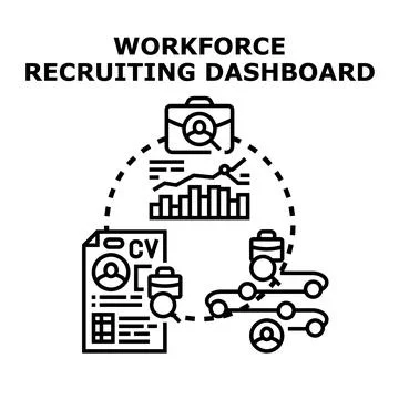 Workforce recruiting dashboard displaying hiring process data Stock Illustration