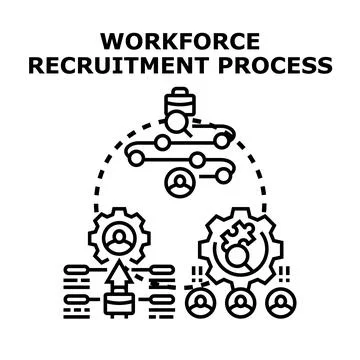 Workforce recruitment process choosing talent working Stock Illustration