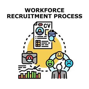 Workforce recruitment process hiring job search concept Stockillustratie