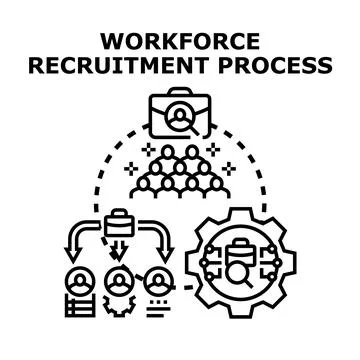 Workforce recruitment process vector concept acquiring talented employees Stock Illustration
