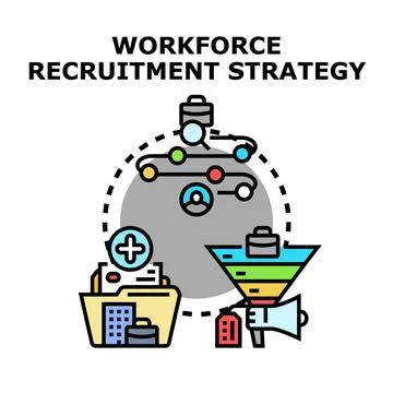 Workforce recruitment strategy business process color icon Stock Illustration
